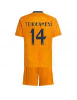 Real Madrid Aurelien Tchouameni #14 Vieraspaita Lasten 2024-25 Lyhythihainen (+ shortsit)